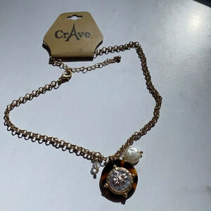 New with tags bee necklace pendant pearl crystal adjustable costume buzz beekeep